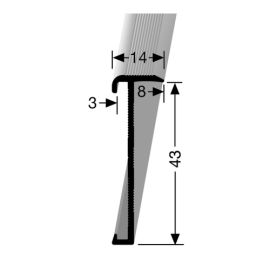 Trapneusprofiel 14x43mm tbv 2-3mm PVC RVS- 3,0m